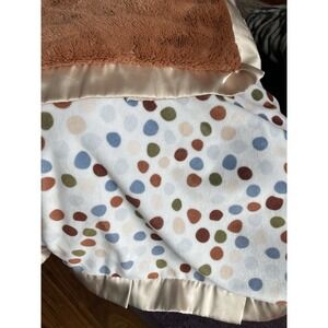 Minky Couture Blanket Polka Dot Satin Trim White/Brown/Blue/Green/Beige 36x30 in